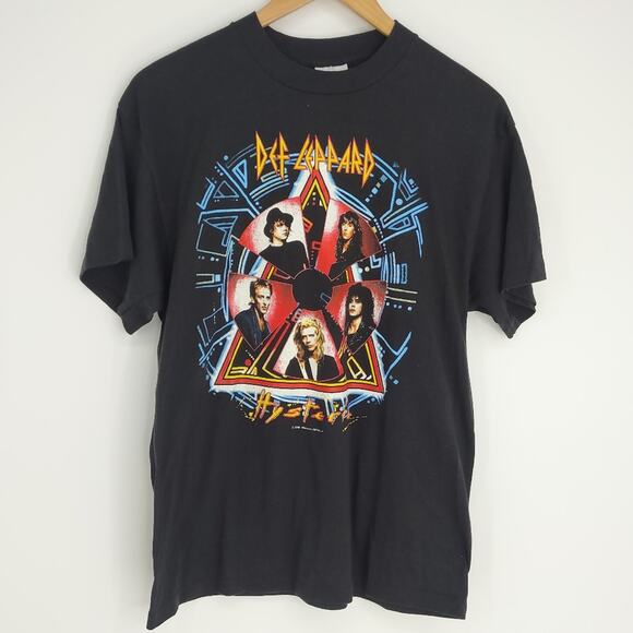 Def Leppard Hysteria 80's Vintage Single Stitch Concert Tee Shirt Black XL